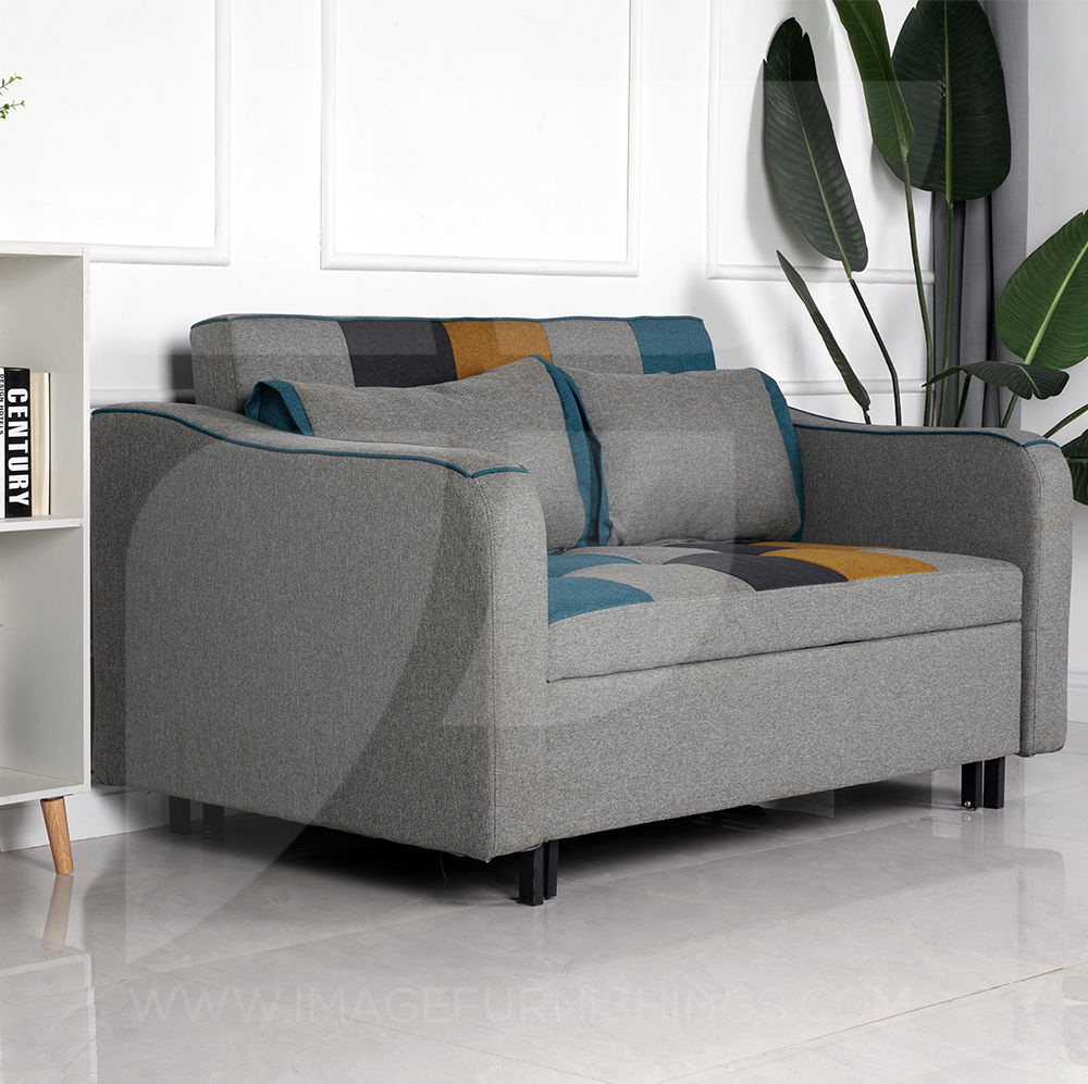 Aspen Sofa Bed - yellow blue patchwork