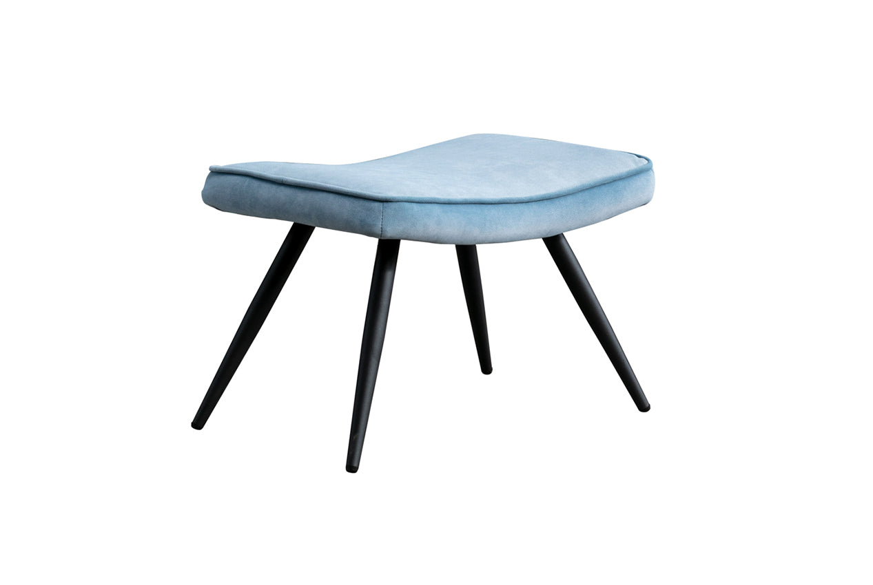 Eleanor accent chair blue with footstool