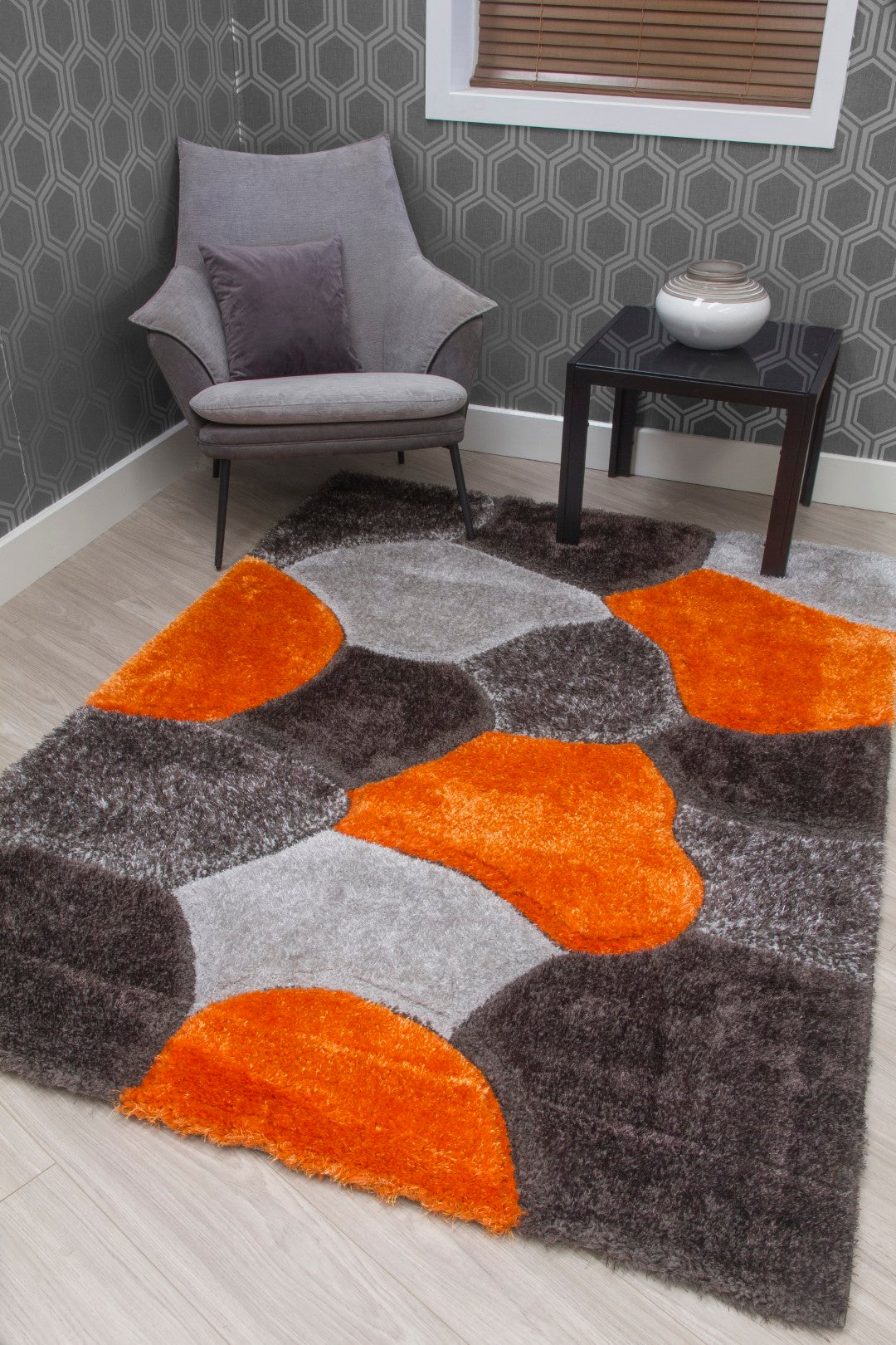 LUXUS STONES RUG MULTI ORANGE