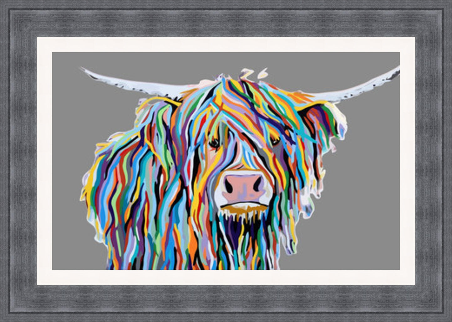 Coloured Highland Cow Rectangle (Grey) (Frame: 2266 Grade 2)