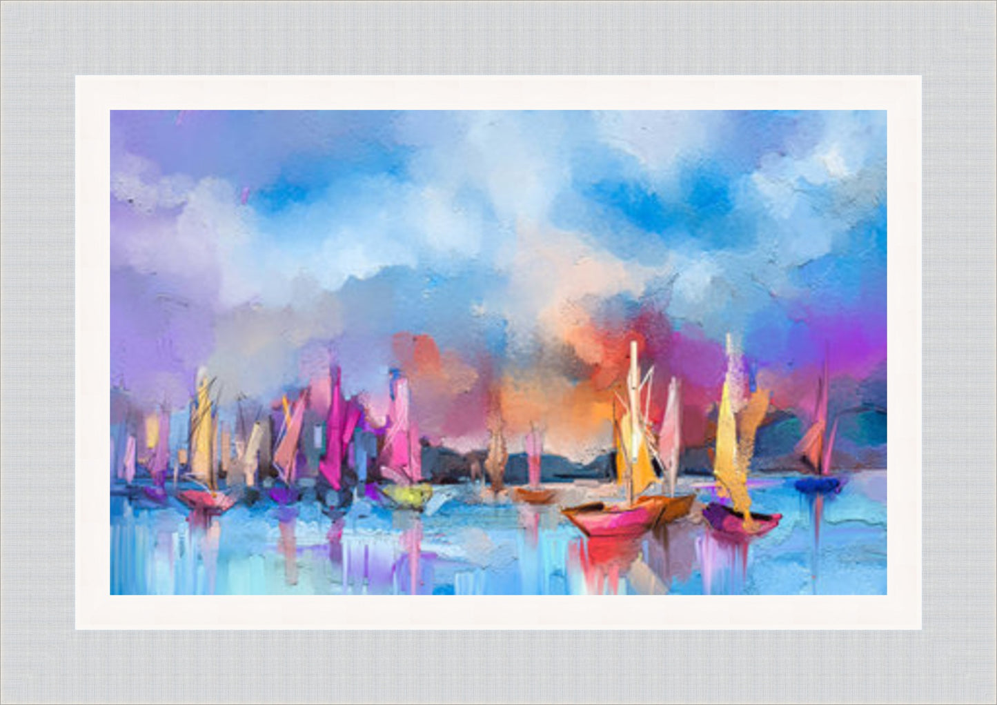 Oil Painted Colourful Boats (Frame 2211 Grade 1)