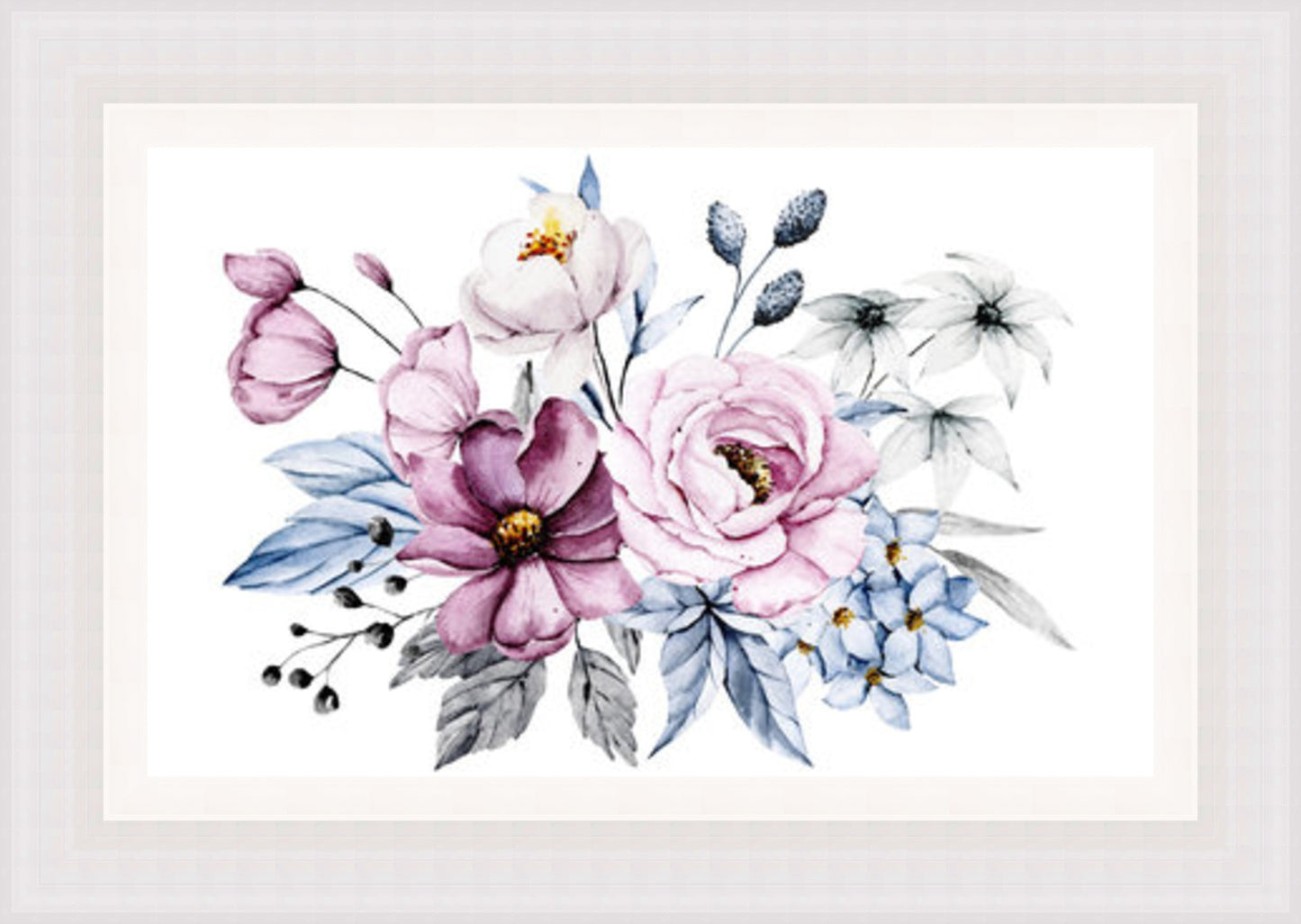 Pink & Blue Watercolour Flowers