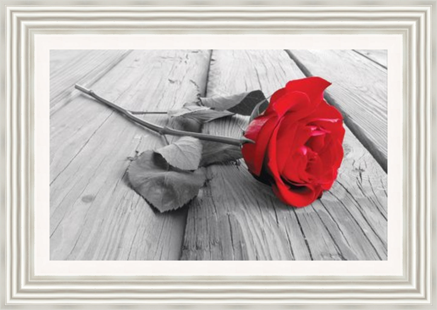 Red Rose with Wooden Background