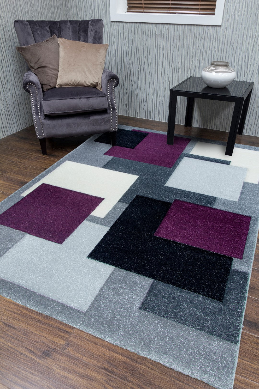TEMPO MODERN SQUARES GREY/PURPLE