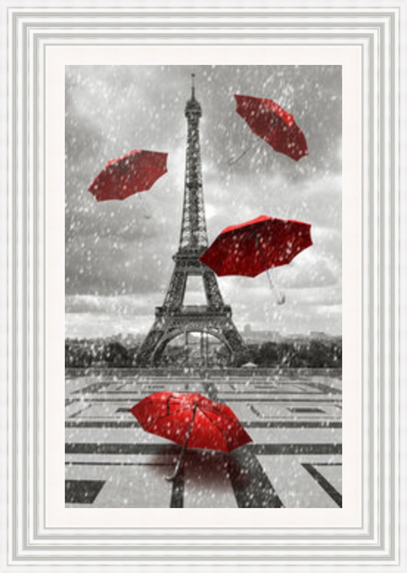 Eiffel Tower with Red Brollies