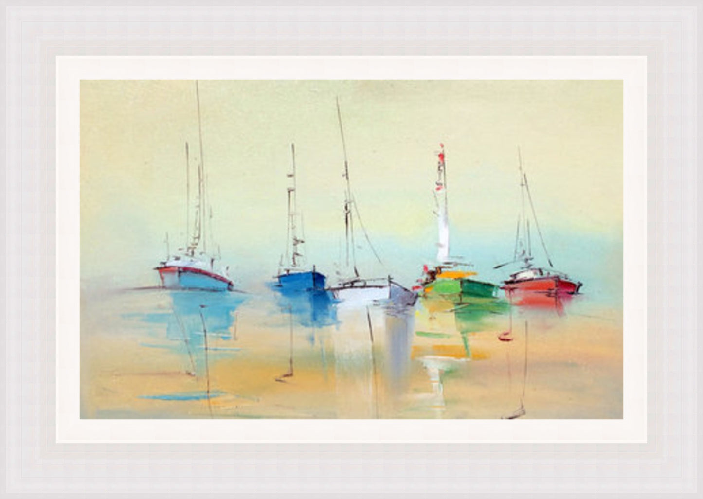 Oil Painted Colourful Yachts (Frame 2211 Grade 1)