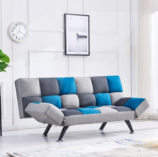 Boston Teal/Grey patchwork sofa bed