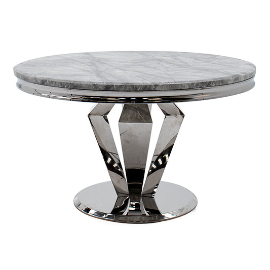 Arturo Round Dining Table - Grey 1300 with 6 chairs