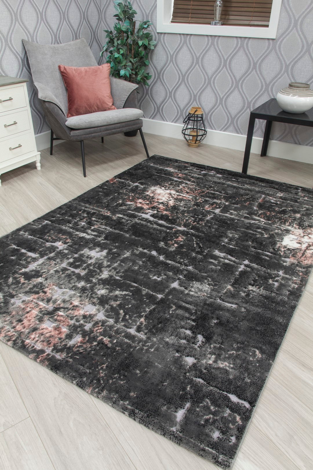 BELLINI MIRAGE RUG...DARK GREY PINK