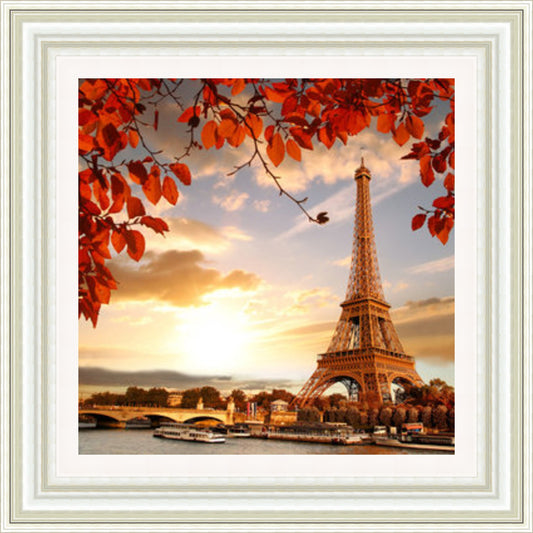 Eiffel Tower with Autumn leaves