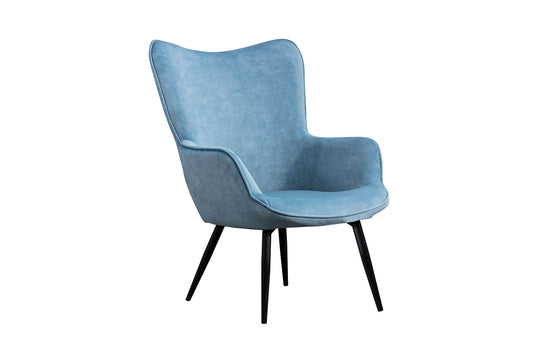 Eleanor accent chair blue with footstool