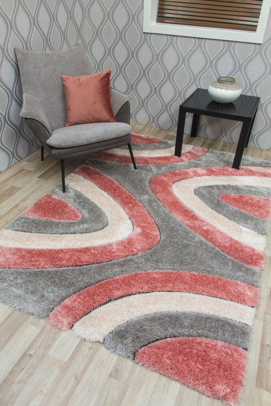 LUXUS RIPPLE RUG PINK/GREY