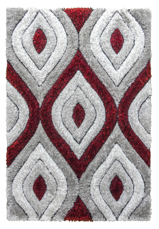 LUXUS TEARDROP RUG GREY/RED