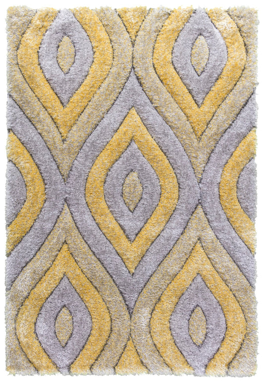 LUXUS TEARDROP RUG GREY/YELLOW