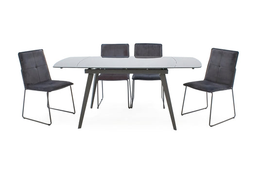 Sabina Dining Table Extending 1200-1800 - Grey (4chairs)