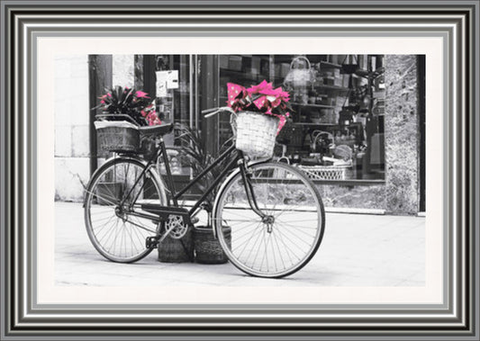 Vintage Bicycle with Flowers (Pink)