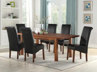 Andora Acacia 120cm dining set (4 black Sophia chairs)