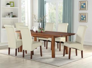 Andora Acacia 120cm dining set (4 cream Sophia chairs)