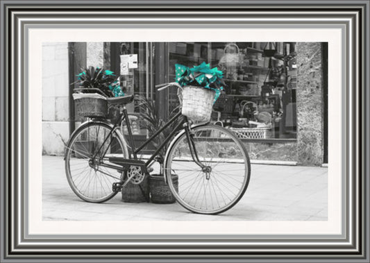 Vintage Bicycle with Flowers (Teal)